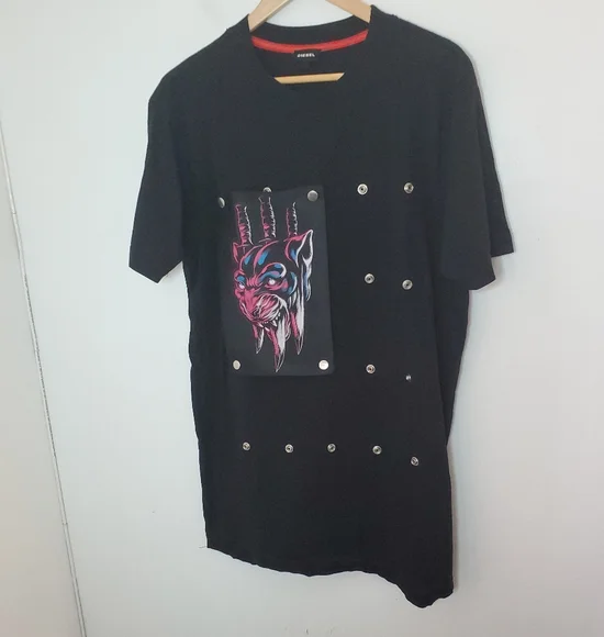 Diesel x Olivia ØBLANC Black Snap Patch T-Shirt M - Picture 1 of 5